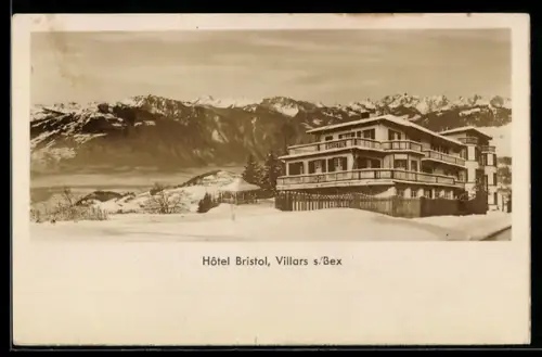 AK Villars sur Bex, Hotel Bristol im Winter