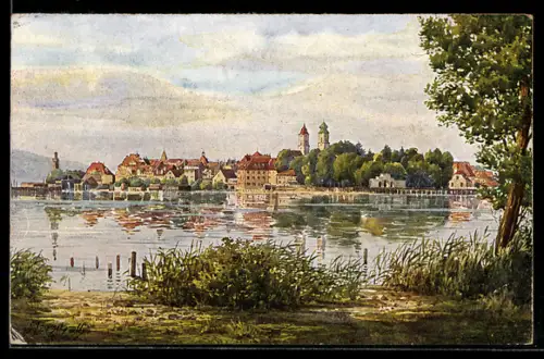 Künstler-AK Vinzenz Marschall: Lindau im Bodensee, Panoramablick
