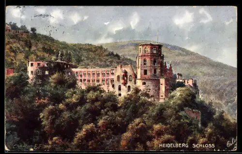 Künstler-AK Charles F. Flower: Heidelberg, Blick auf das Schloss