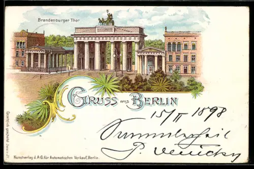 Lithographie Berlin, Brandenburger Thor