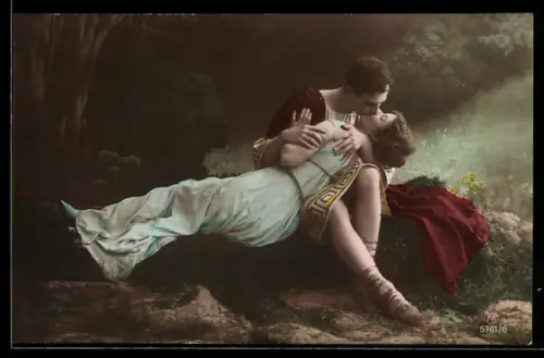 Foto-AK RPH NR 5761 /6: Schäferspiel, Paar küsst sich