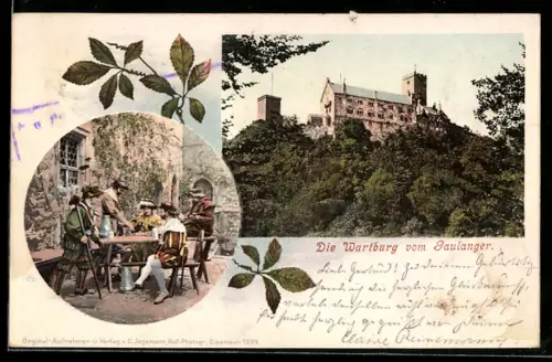 AK Eisenach, Wartburg, Ansicht vom Gaulanger aus, auf dem Schlosshof