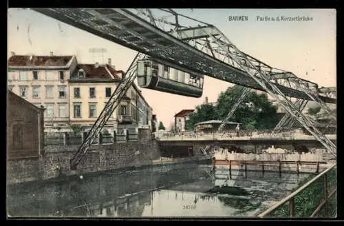 AK Barmen, Schwebebahn an der Konzertbrücke