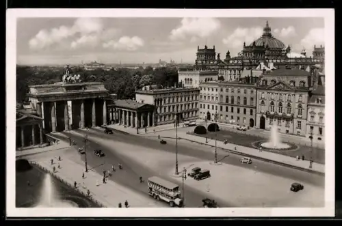 AK Berlin-Tiergarten, Pariser Platz und Brandenburger Tor, Krolloper, Siegessäule und Reichstag