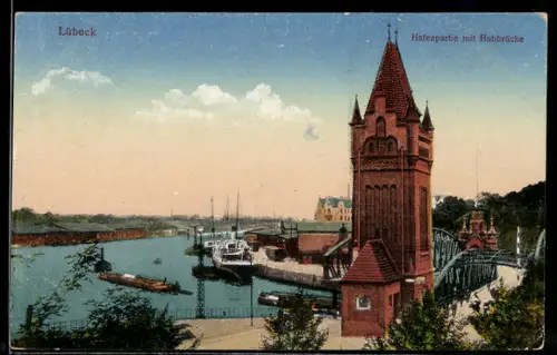 AK Lübeck, Hafenpartie mit Hubbrücke