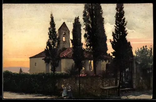 AK Lovrana, Abendstudie des Friedhofs