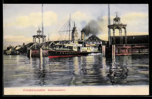 AK Friedrichshafen, Ausfahrt eines Dampfers