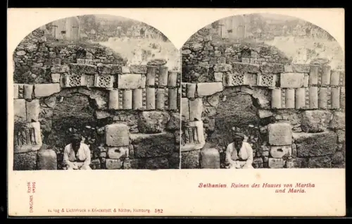 Stereo-AK Bethanien, Ruinen des Hauses von Martha und Maria