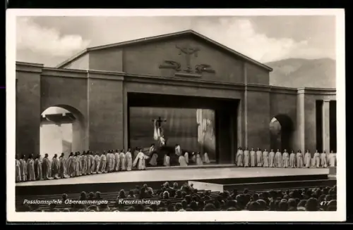 AK Oberammergau, Passionsspiele 1930 mit der Kreuzanbetungs-Szene