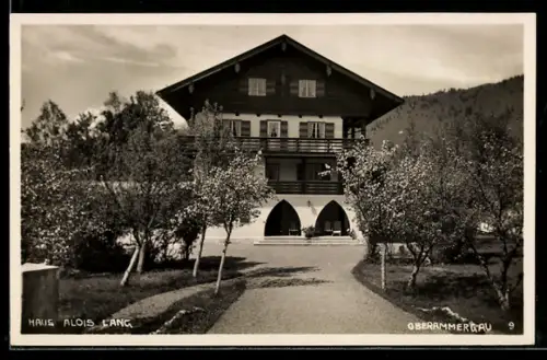 AK Oberammergau, Weg zum Hotel Alois Lang