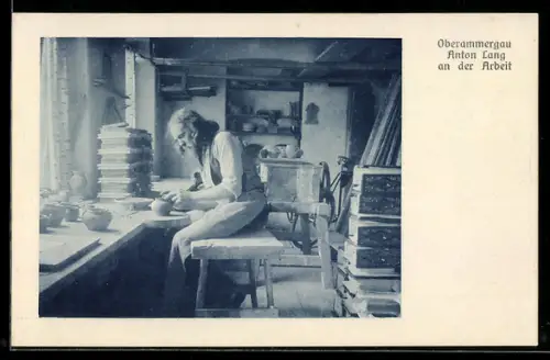 AK Oberammergau, Anton Lang, Darsteller bei den Passionsspielen und Töpfer