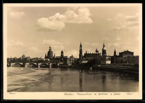 Foto-AK Walter Hahn, Dresden, Nr. 10817: Dresden, Frauenkirche, Hofkirche und Schloss