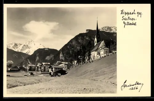 Foto-AK Hans Hruschka Nr. 1256: Hippach, Ortsansicht gegen Tristner