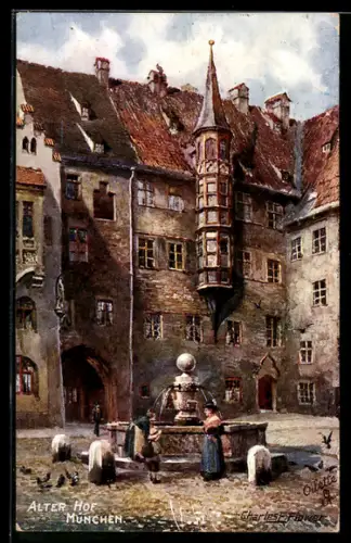Künstler-AK Charles F. Flower: München, Alter Hof