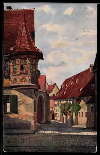 Künstler-AK Vinzenz Marschall: Rothenburg ob der Tauber, Feuerleins-Erker in der Klingengasse