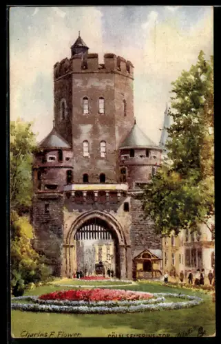 Künstler-AK Charles F. Flower: Cöln, Severinstor und Parkanlage