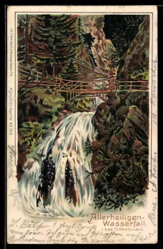 Lithographie Lierbach, Allerheiligen-Wasserfall