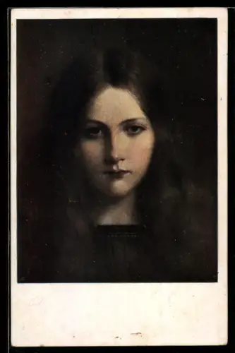 Künstler-AK M. Munk Nr. 707: Portrait einer hübschen Frau mit emotionslosem Gesichtsausdruck