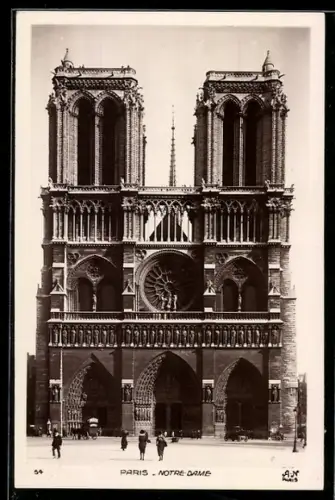 AK Paris, Cathédrale Notre-Dame, la Facade