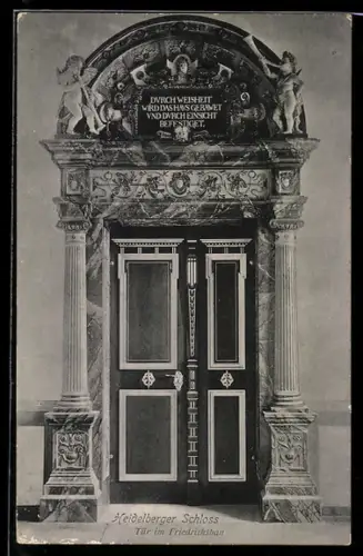 AK Heidelberg, Heidelberger Schloss, Tür im Friedrichsbau