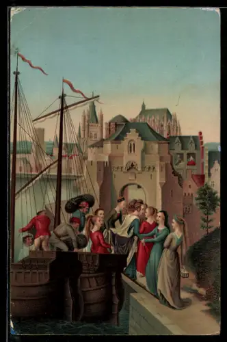 Künstler-AK Stengel & Co. Nr. 29155: Köln, Ankunft der hl. Ursula