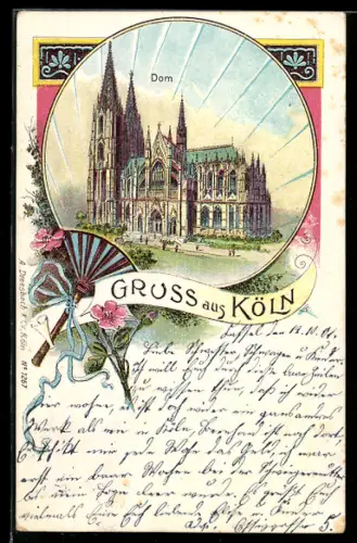 Lithographie Köln, Südseite des Kölner Doms, Fächer