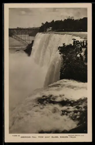 Foto-AK Niagara Falls, American Fall from Goat Island, Wasserfall & Aussichtsplattform