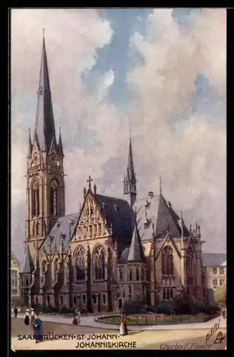 Künstler-AK Charles F.Flower: Saarbrücken, St-Johann Johanniskirche