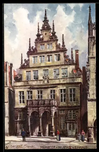 Künstler-AK Charles F. Flower: Münster in W., Front des Stadtweinhauses