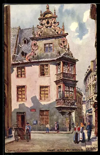 Künstler-AK Charles F.Flower: Mainz, Durch Kurfürst Schweikard von Cronenberg erbautes Gymnasium