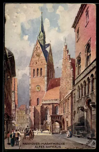 Künstler-AK Charles F.Flower: Hannover, Marktkirche und altes Rathaus