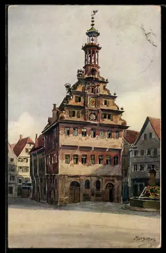 Künstler-AK Esslingen a. Neckar, Das alte Rathaus
