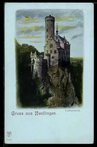 AK Honau / Reutlingen, Blick auf Schloss Lichtenstein