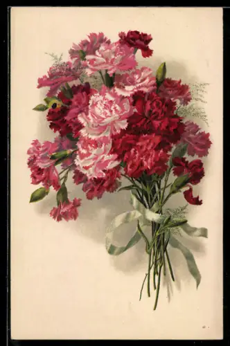 Künstler-Lithographie Meissner & Buch (M&B) Nr. 2284: Strauss Nelken