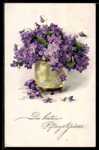 Künstler-AK Meissner & Buch (M&B) Nr.2334: Vase mit Vergissmeinnicht