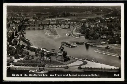 AK Koblenz, Deutsches Eck, Panorama