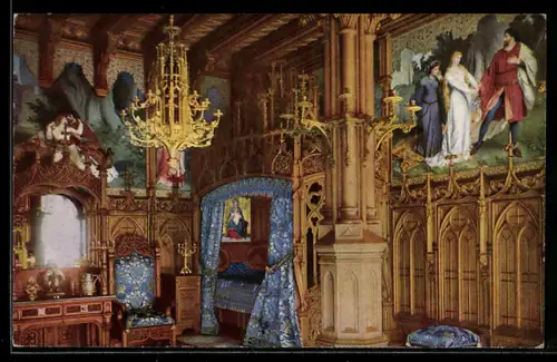 AK Schlafzimmer im Schloss Neuschwanstein
