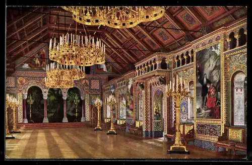 AK Neuschwanstein, Gallerieseite des Sängersaales im königlichen Schloss
