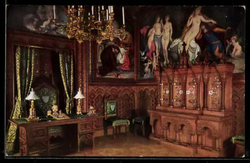 AK Arbeitszimmer im Schloss Neuschwanstein