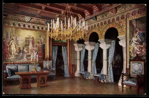 AK Wohnzimmer im Schloss Neuschwanstein