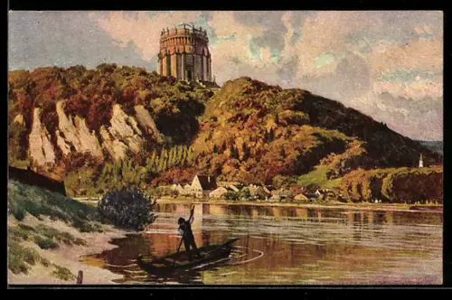 Künstler-AK Kelheim, Befreiungshalle auf dem Michaelsberg