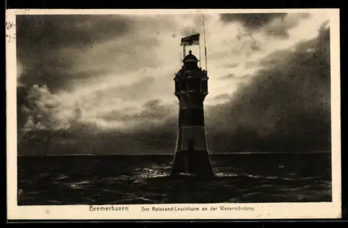 AK Bremerhaven, Der Rotesandleuchtturm an der Wesermündung