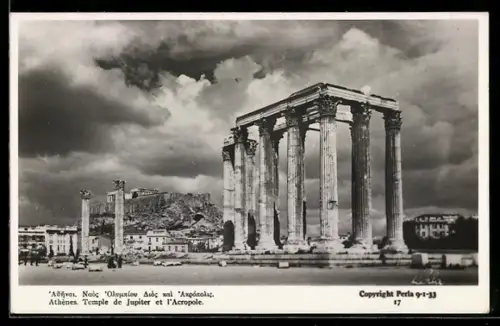 AK Athènes, Temple de Jupiter et l`Acropole