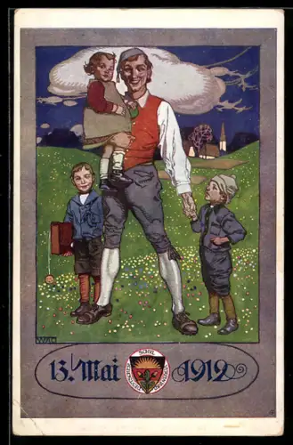 AK Deutscher Schulverein Nr. 315: Der deutsche Michel mit seinen Kindern