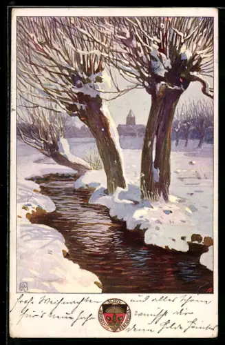 AK Deutscher Schulverein Nr.217: Frohe Ostern, winterliche Ansicht