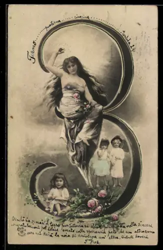AK Ziffer 3, Kinder und Maid mit wallendem Haar