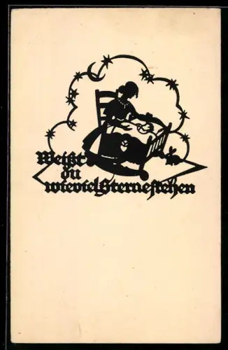 AK Mutter singt Schlaflied für ihr Kind, Scherenschnitt