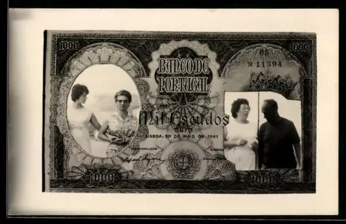 AK Eintausend portugiesische Escudos-Schein mit zwei Paarportraits
