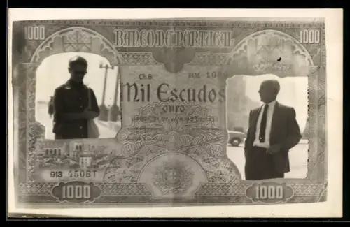 AK Eintausend portugiesische Escudos-Schein mit Portraits zweier Männer