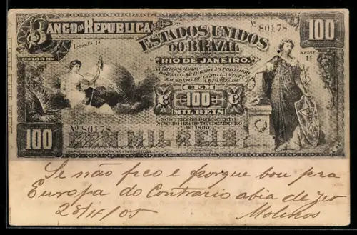AK Brazilianischer Geldschein 100 Reis